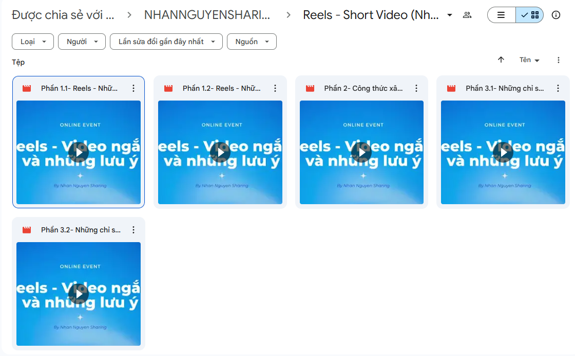 Khoá học về Reels của anh Nhân Nguyễn