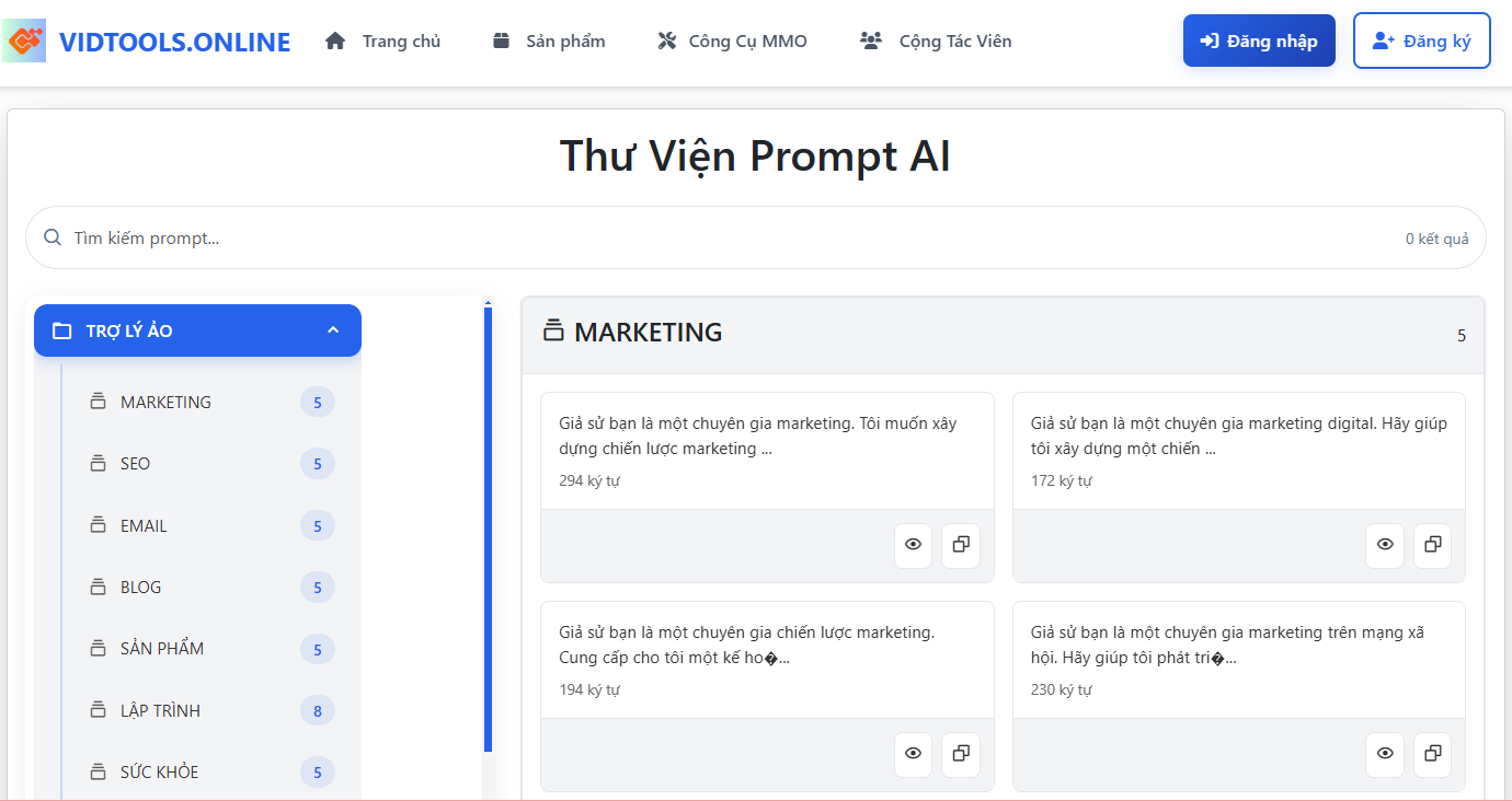 THƯ VIỆN TỔNG HỢP PROMPT AI