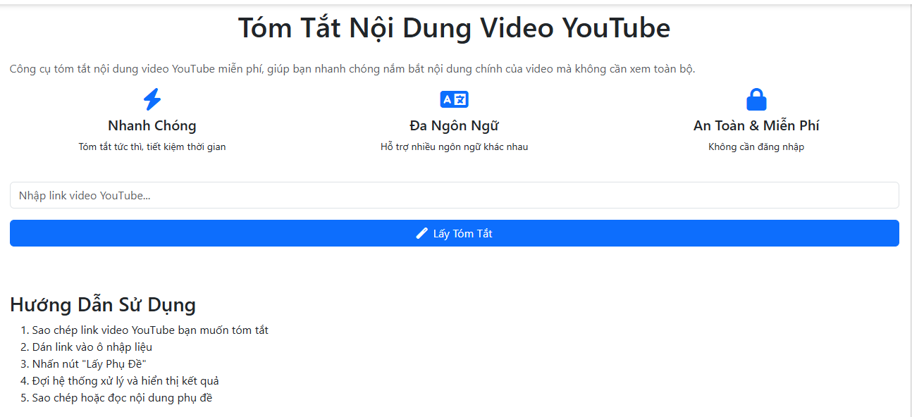 AI TÓM TẮT VIDEO YOUTUBE