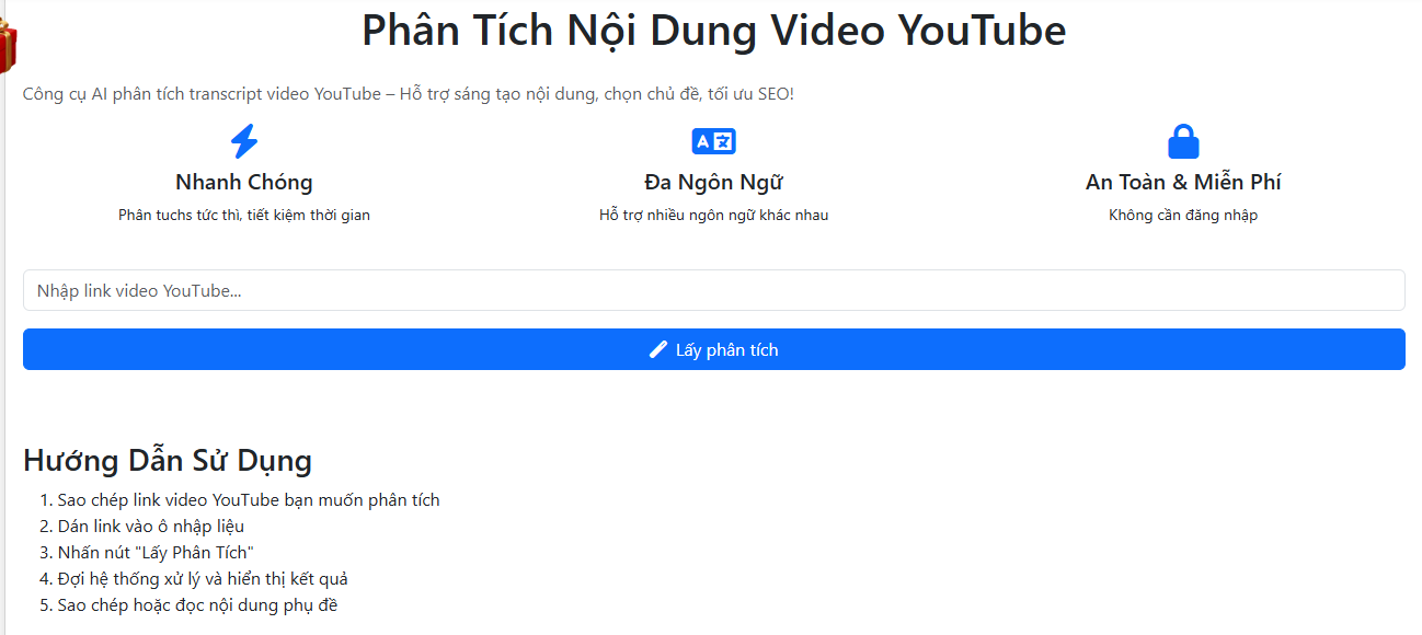 Công cụ AI phân tích video YouTube
